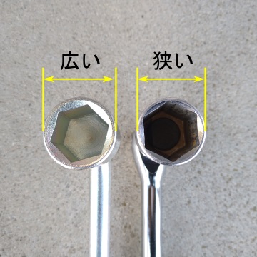 純正工具とトルクレンチのソケットの径の比較